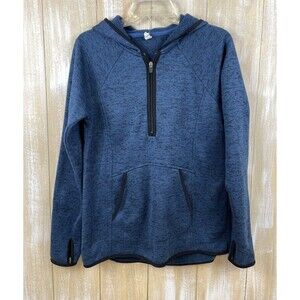 Ideology Women’s Hoodie Sweater M Blue Marled 1/4 Zip Everyday Athleisure